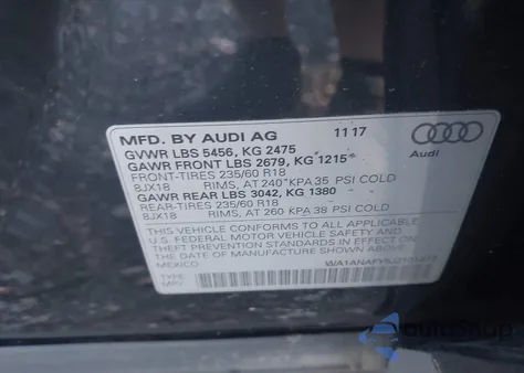 2018 Audi Q5 2.0T Premium/2.0T Tech Premium from USA, damaged, VIN WA1ANAFY5J2101477